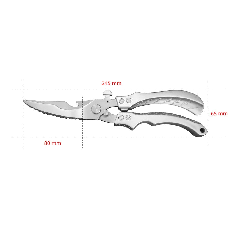 Tesoura de Cozinha Trinchante Multiuso em Aço Inoxidável